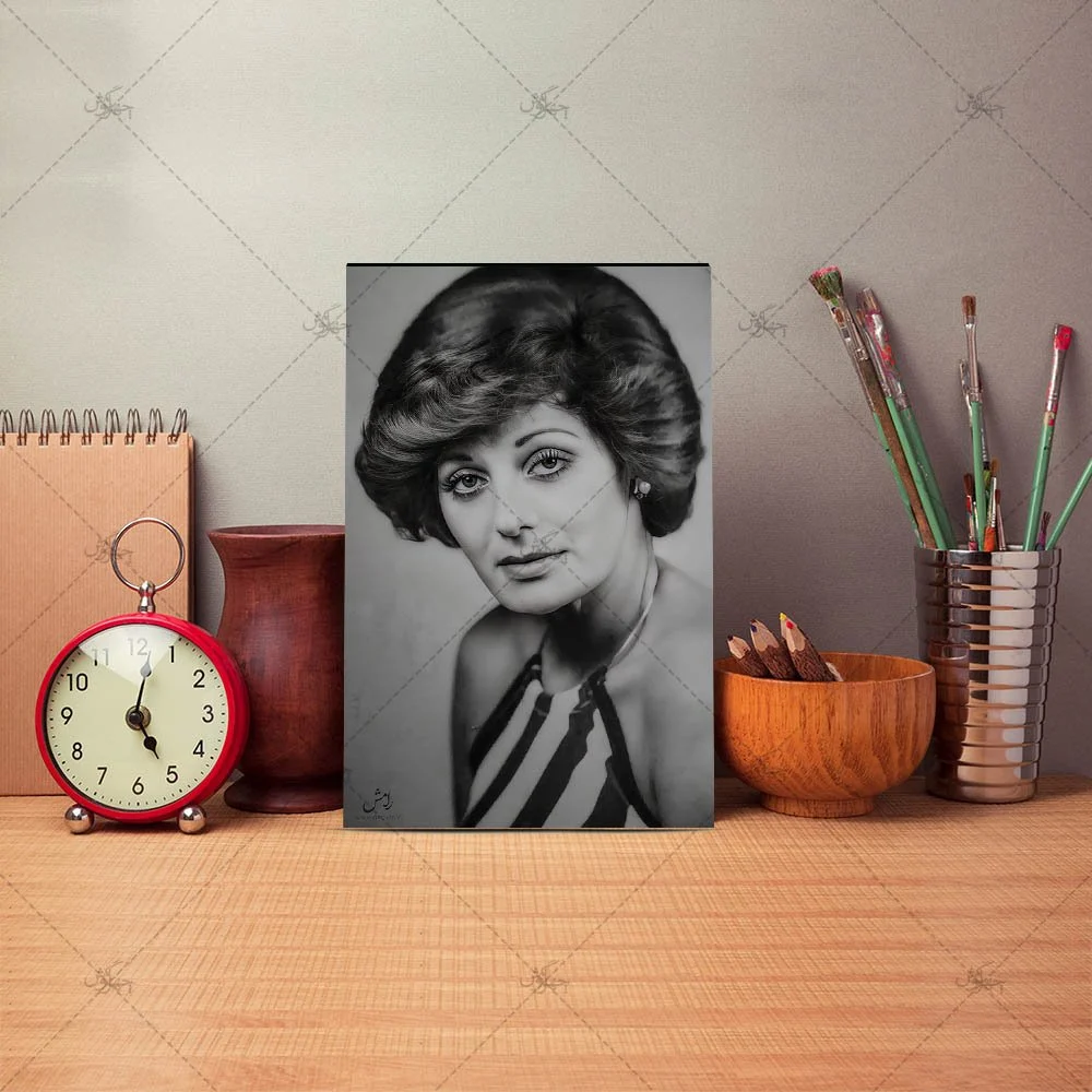 Poster mock up template with brushes and retro objects