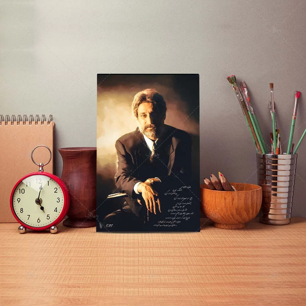 Poster mock up template with brushes and retro objects