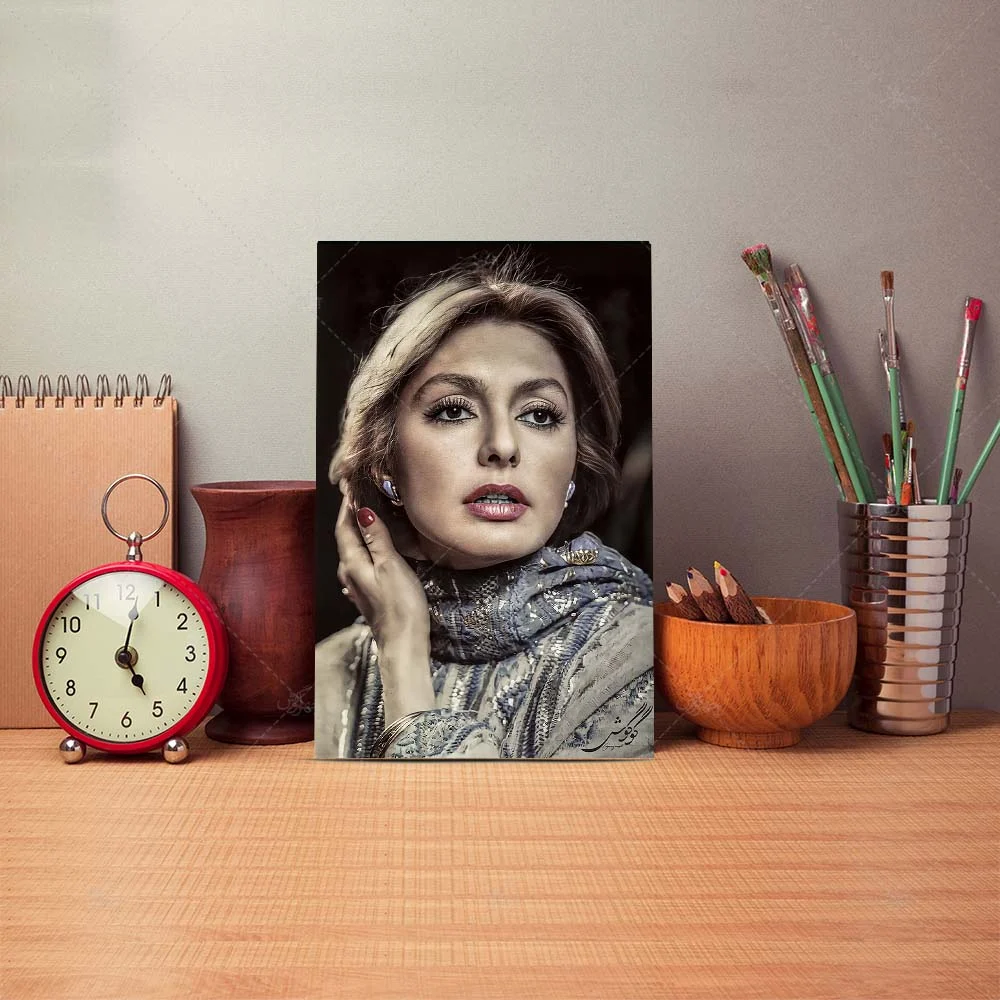 Poster mock up template with brushes and retro objects