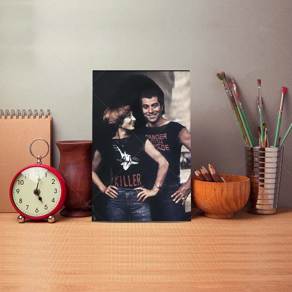 Poster mock up template with brushes and retro objects