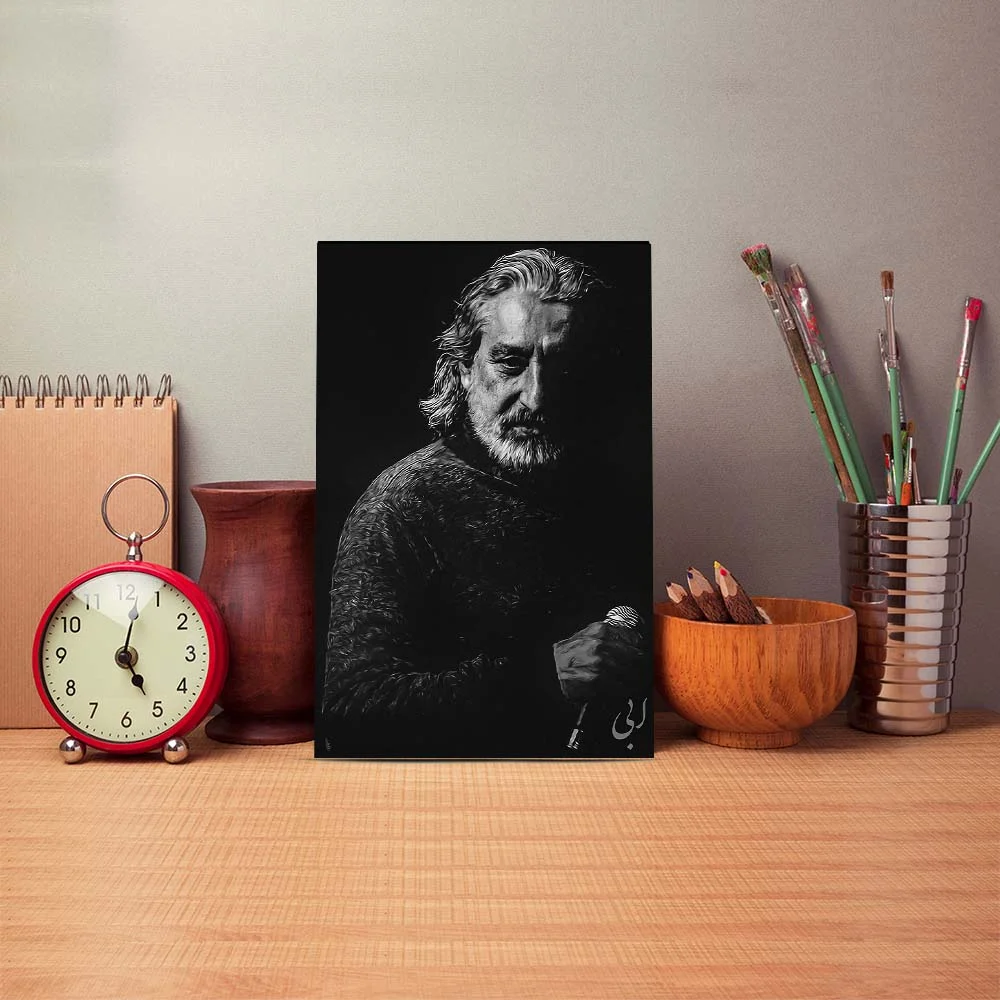 Poster mock up template with brushes and retro objects