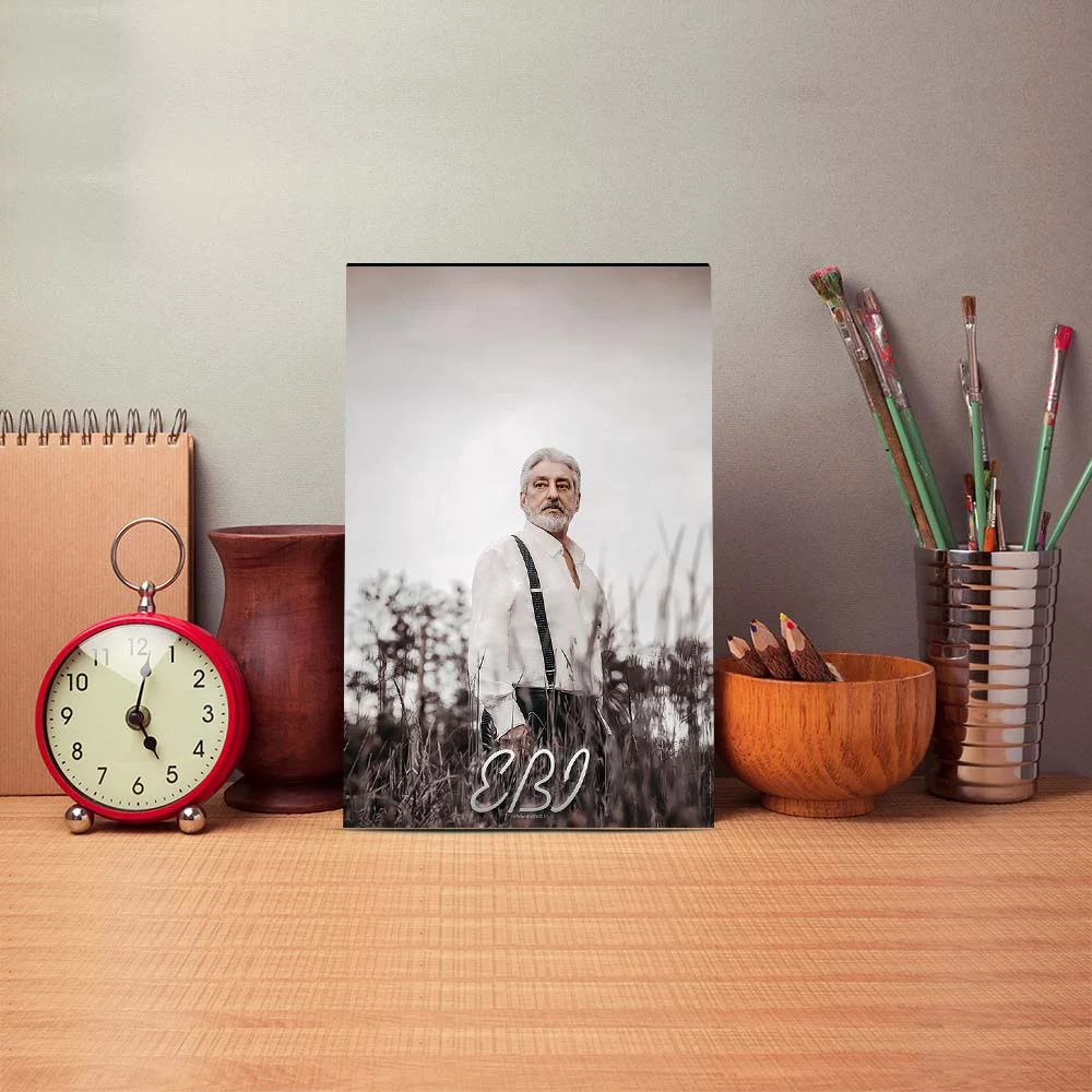 Poster mock up template with brushes and retro objects