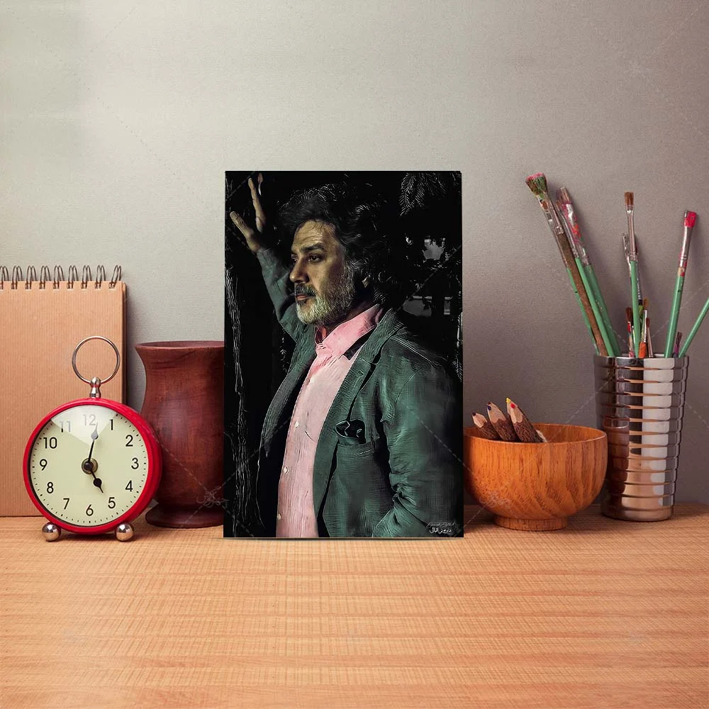 Poster mock up template with brushes and retro objects