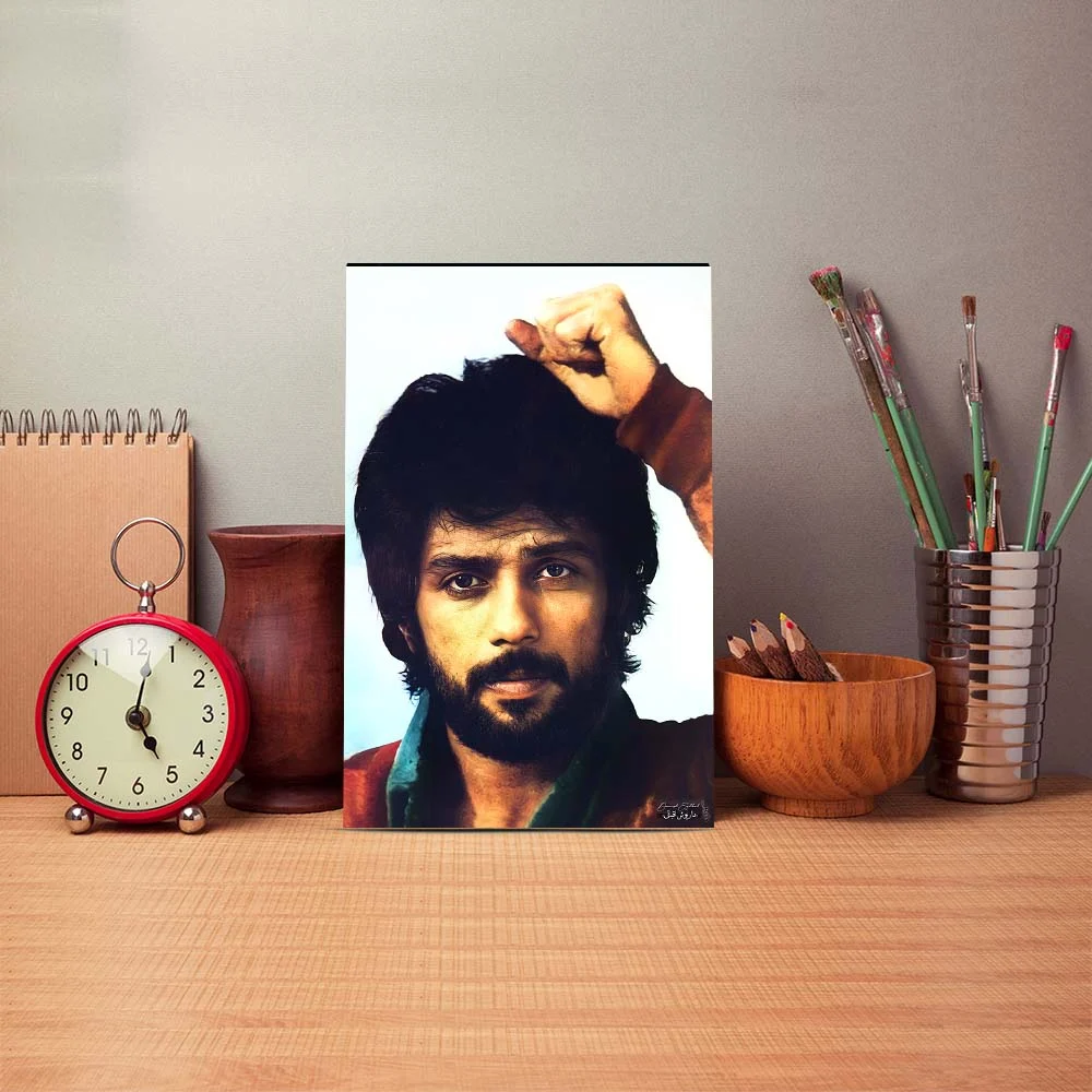 Poster mock up template with brushes and retro objects