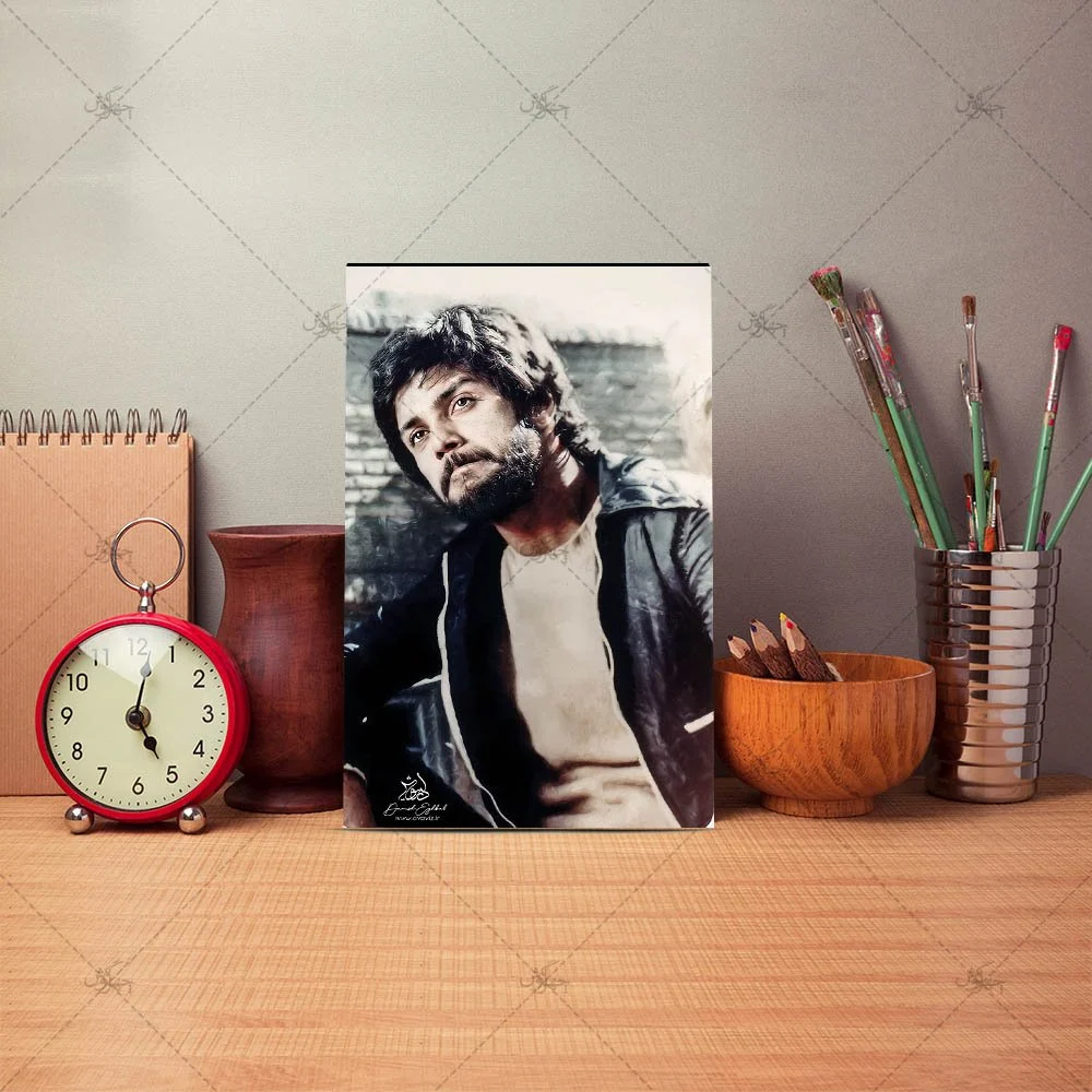 Poster mock up template with brushes and retro objects