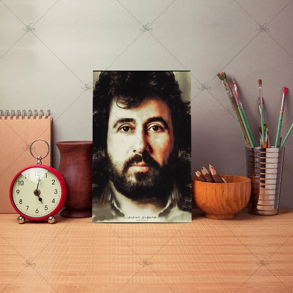 Poster mock up template with brushes and retro objects